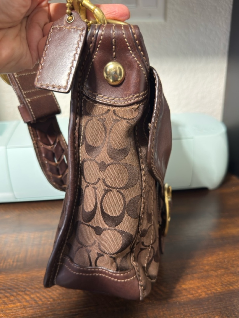 Coach Bleecker Legacy Flap Signature Canvas & Leather Shoulder Bag With Brass - Picture 6 of 16